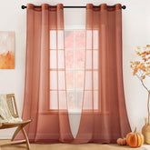 MIULEE Solid Color Sheer Curtains 84 Inches Long 2 Panels Set Burnt Orange
